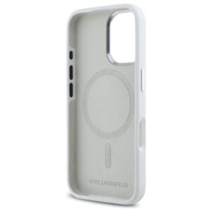 Karl Lagerfeld KLHMP16SSCMKMPCH Apple iPhone 16 6,1" baltos spalvos kietas dėklas Silicone Initial Metal Logo Ma - Image 7