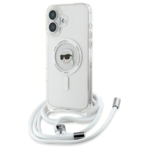 Karl Lagerfeld KLHMP16SHCKHNT Apple iPhone 16 6.1" kietas dėklas skaidrus Crossbody IML Karl Head Magsafe - Image 1