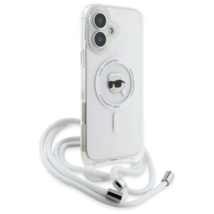 Karl Lagerfeld KLHMP16SHCKHNT Apple iPhone 16 6.1" kietas dėklas skaidrus Crossbody IML Karl Head Magsafe - Image 3