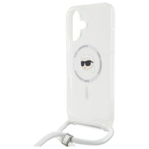 Karl Lagerfeld KLHMP16SHCKHNT Apple iPhone 16 6.1" kietas dėklas skaidrus Crossbody IML Karl Head Magsafe - Image 5