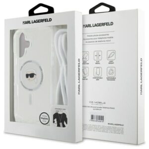 Karl Lagerfeld KLHMP16SHCKHNT Apple iPhone 16 6.1" kietas dėklas skaidrus Crossbody IML Karl Head Magsafe - Image 7