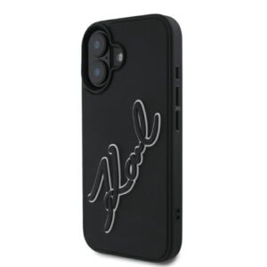 Karl Lagerfeld KLHCP16S3DRKSDLK Apple iPhone 16 6.1" juodos spalvos kietas dėklas 3D Rubber Signature - Image 1