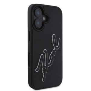 Karl Lagerfeld KLHCP16S3DRKSDLK Apple iPhone 16 6.1" juodos spalvos kietas dėklas 3D Rubber Signature - Image 2