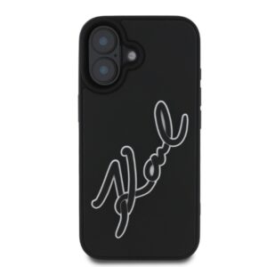 Karl Lagerfeld KLHCP16S3DRKSDLK Apple iPhone 16 6.1" juodos spalvos kietas dėklas 3D Rubber Signature - Image 3