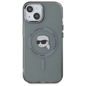 Karl Lagerfeld KLHMP15SHLSKIK Apple iPhone 15 6.1" juodos spalvos kietas dėklas IML Metal Karl Head MagSafe - Image 3