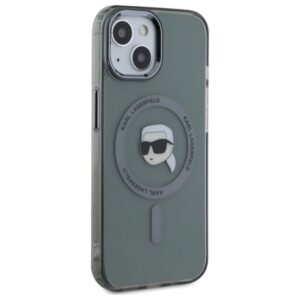 Karl Lagerfeld KLHMP15SHLSKIK Apple iPhone 15 6.1" juodos spalvos kietas dėklas IML Metal Karl Head MagSafe - Image 4
