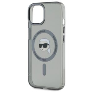 Karl Lagerfeld KLHMP15SHLSKIK Apple iPhone 15 6.1" juodos spalvos kietas dėklas IML Metal Karl Head MagSafe - Image 6