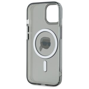 Karl Lagerfeld KLHMP15SHLSKIK Apple iPhone 15 6.1" juodos spalvos kietas dėklas IML Metal Karl Head MagSafe - Image 7
