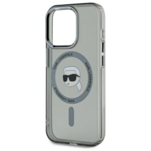 Karl Lagerfeld KLHMP15LHLSKIK Apple iPhone 15 Pro 6.1" juodos spalvos kietas dėklas IML Metal Karl Head MagSafe - Image 3