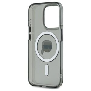 Karl Lagerfeld KLHMP15LHLSKIK Apple iPhone 15 Pro 6.1" juodos spalvos kietas dėklas IML Metal Karl Head MagSafe - Image 4