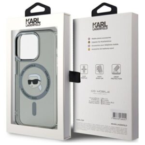 Karl Lagerfeld KLHMP15LHLSKIK Apple iPhone 15 Pro 6.1" juodos spalvos kietas dėklas IML Metal Karl Head MagSafe - Image 5
