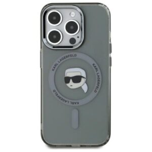 Karl Lagerfeld KLHMP15XHLSKIK Apple iPhone 15 Pro Max 6.7" juodos spalvos kietas dėklas IML Metal Karl Head MagS - Image 2