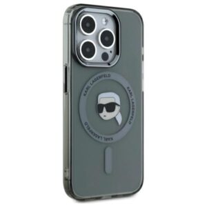 Karl Lagerfeld KLHMP15XHLSKIK Apple iPhone 15 Pro Max 6.7" juodos spalvos kietas dėklas IML Metal Karl Head MagS - Image 3