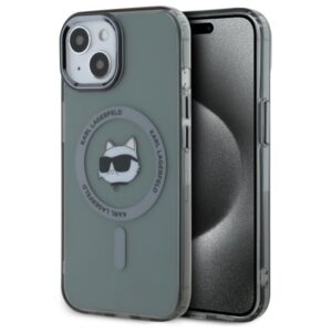 Karl Lagerfeld KLHMP15SHLSCHK Apple iPhone 15 6.1" juodos spalvos kietas dėklas IML Metal Choupette Head MagSafe - Image 1