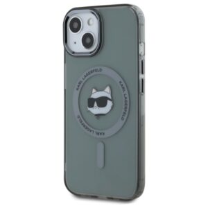 Karl Lagerfeld KLHMP15SHLSCHK Apple iPhone 15 6.1" juodos spalvos kietas dėklas IML Metal Choupette Head MagSafe - Image 2