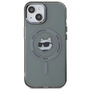 Karl Lagerfeld KLHMP15SHLSCHK Apple iPhone 15 6.1" juodos spalvos kietas dėklas IML Metal Choupette Head MagSafe - Image 3