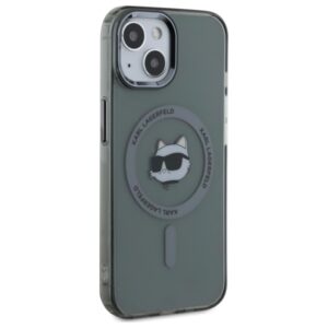 Karl Lagerfeld KLHMP15SHLSCHK Apple iPhone 15 6.1" juodos spalvos kietas dėklas IML Metal Choupette Head MagSafe - Image 4