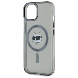 Karl Lagerfeld KLHMP15SHLSCHK Apple iPhone 15 6.1" juodos spalvos kietas dėklas IML Metal Choupette Head MagSafe - Image 6