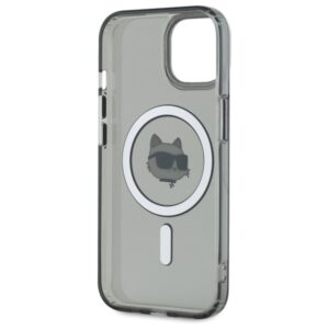 Karl Lagerfeld KLHMP15SHLSCHK Apple iPhone 15 6.1" juodos spalvos kietas dėklas IML Metal Choupette Head MagSafe - Image 7