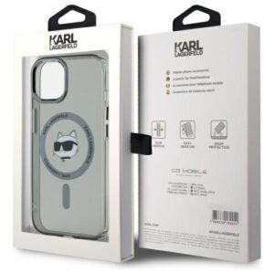 Karl Lagerfeld KLHMP15SHLSCHK Apple iPhone 15 6.1" juodos spalvos kietas dėklas IML Metal Choupette Head MagSafe - Image 8