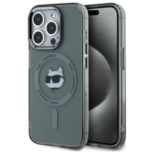 Karl Lagerfeld KLHMP15LHLSCHK Apple iPhone 15 Pro 6.1" juodos spalvos kietas dėklas IML Metal Choupette Head Mag - Image 1