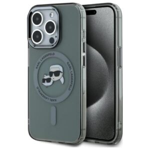 Karl Lagerfeld KLHMP15LHLSKCK Apple iPhone 15 Pro 6.1"juodos spalvos kietas dėklas IML Metal Karl&Choupette Hea - Image 1