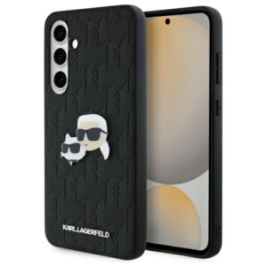 Karl Lagerfeld KLHCS24FEPGKLKCPK Samsung Galaxy S24 FE S721 juodos spalvos kietas dėklas Monogram Karl&Chaoupette Head Pin - Image 1