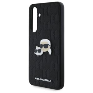Karl Lagerfeld KLHCS24FEPGKLKCPK Samsung Galaxy S24 FE S721 juodos spalvos kietas dėklas Monogram Karl&Chaoupette Head Pin - Image 6