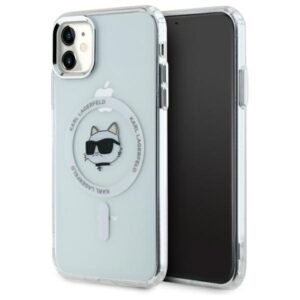 Karl Lagerfeld KLHMN61HLSCHH Apple iPhone 11 / Xr 6.1" baltos spalvos kietas dėklas IML Metal Choupette Head Mag