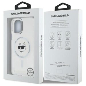 Karl Lagerfeld KLHMP12MHLSCHH Apple iPhone 12 / 12 Pro 6.1" baltos spalvos kietas dėklas IML Metal Choupette Head - Image 8
