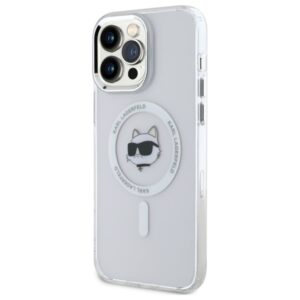 Karl Lagerfeld KLHMP13XHLSCHH Apple iPhone 13 Pro Max 6.7" baltos spalvos kietas dėklas IML Metal Choupette Head - Image 2