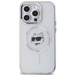 Karl Lagerfeld KLHMP14LHLSCHH Apple iPhone 14 Pro 6.1" baltos spalvos kietas dėklas IML Metal Choupette Head MagS - Image 3