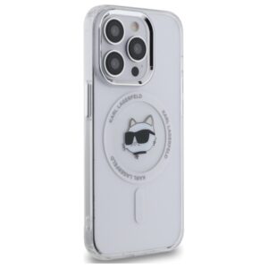 Karl Lagerfeld KLHMP14LHLSCHH Apple iPhone 14 Pro 6.1" baltos spalvos kietas dėklas IML Metal Choupette Head MagS - Image 4