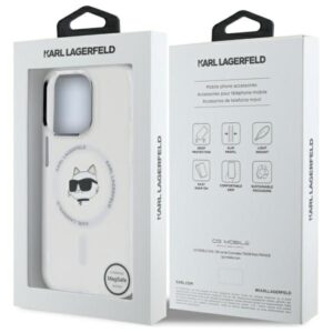 Karl Lagerfeld KLHMP14LHLSCHH Apple iPhone 14 Pro 6.1" baltos spalvos kietas dėklas IML Metal Choupette Head MagS - Image 8