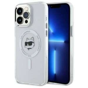 Karl Lagerfeld KLHMP14XHLSCHH Apple iPhone 14 Pro Max 6.7" baltos spalvos kietas dėklas IML Metal Choupette Head