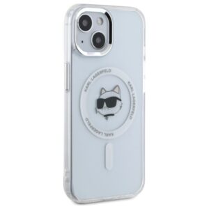 Karl Lagerfeld KLHMP15SHLSCHH Apple iPhone 15 6.1" baltos spalvos kietas dėklas IML Metal Choupette Head MagSafe - Image 4