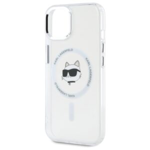 Karl Lagerfeld KLHMP15SHLSCHH Apple iPhone 15 6.1" baltos spalvos kietas dėklas IML Metal Choupette Head MagSafe - Image 6