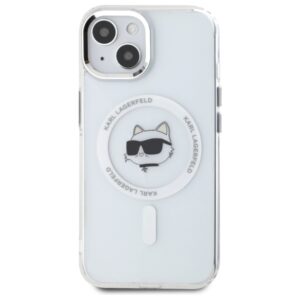 Karl Lagerfeld KLHMP15MHLSCHH Apple iPhone 15 Plus 6.7" baltos spalvos kietas dėklas IML Metal Choupette Head MagSafe - Image 3