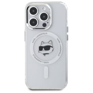 Karl Lagerfeld KLHMP15XHLSCHH Apple iPhone 15 Pro Max 6.7" baltos spalvos kietas dėklas IML Metal Choupette Head MagSafe - Image 3