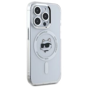 Karl Lagerfeld KLHMP15XHLSCHH Apple iPhone 15 Pro Max 6.7" baltos spalvos kietas dėklas IML Metal Choupette Head MagSafe - Image 4