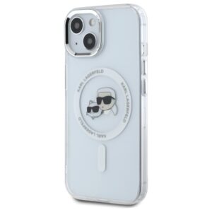 Karl Lagerfeld KLHMP15SHLSKCH Apple iPhone 15 6.1" baltos spalvos kietas dėklas IML Metal Karl&Choupette Head Mag - Image 2