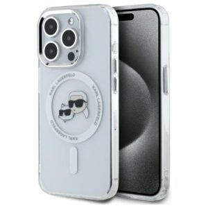 Karl Lagerfeld KLHMP15XHLSKCH Apple iPhone 15 Pro Max 6.7" baltos spalvos kietas dėklas IML Metal Karl&Choupette