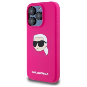 Karl Lagerfeld KLHMP15XSKHPPLF Apple iPhone 15 Pro Max 6.7" fuschia kietas dėklas Silicone Karl Head Print MagS - Image 2