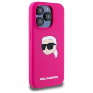 Karl Lagerfeld KLHMP15XSKHPPLF Apple iPhone 15 Pro Max 6.7" fuschia kietas dėklas Silicone Karl Head Print MagS - Image 4
