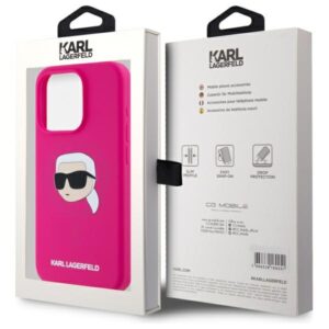 Karl Lagerfeld KLHMP15XSKHPPLF Apple iPhone 15 Pro Max 6.7" fuschia kietas dėklas Silicone Karl Head Print MagS - Image 8