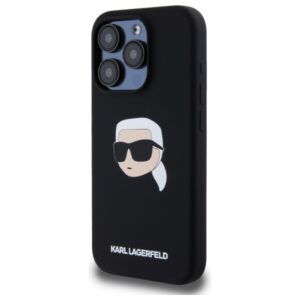 Karl Lagerfeld KLHMP15LSKHPPLK Apple iPhone 15 Pro 6.1" juodos spalvos kietas dėklas Silicone Karl Head Print Magsafe - Image 2