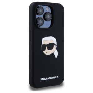 Karl Lagerfeld KLHMP15LSKHPPLK Apple iPhone 15 Pro 6.1" juodos spalvos kietas dėklas Silicone Karl Head Print Magsafe - Image 4