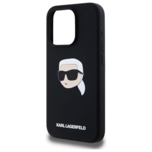 Karl Lagerfeld KLHMP15LSKHPPLK Apple iPhone 15 Pro 6.1" juodos spalvos kietas dėklas Silicone Karl Head Print Magsafe - Image 6