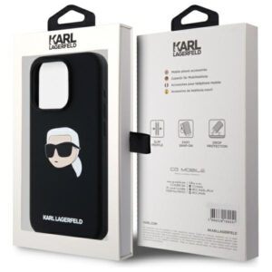 Karl Lagerfeld KLHMP15LSKHPPLK Apple iPhone 15 Pro 6.1" juodos spalvos kietas dėklas Silicone Karl Head Print Magsafe - Image 8