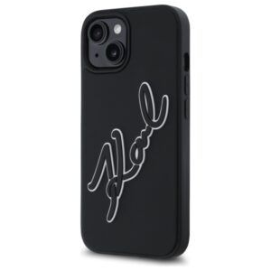 Karl Lagerfeld KLHCP15S3DRKSDLK Apple iPhone 15 6.1" juodos spalvos kietas dėklas 3D Rubber Signature - Image 2